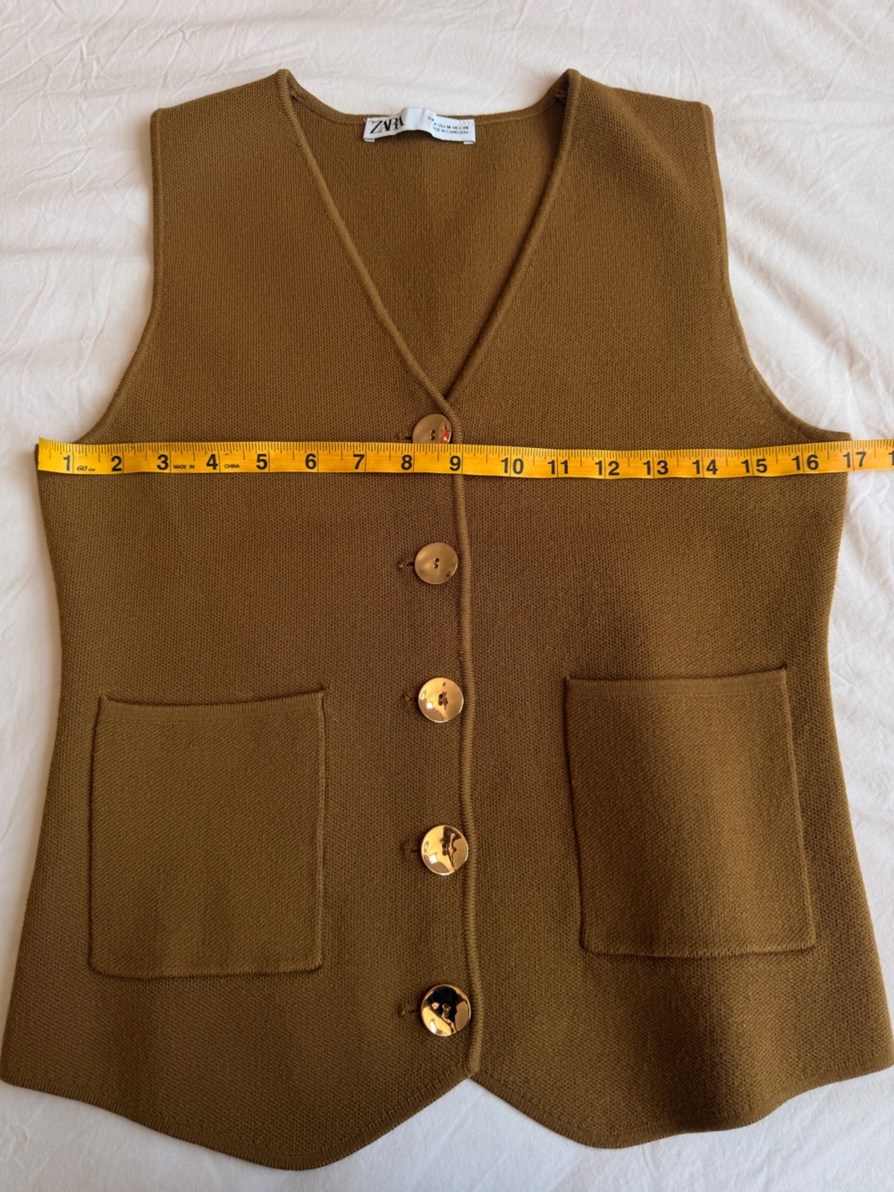 Zara Olive Green Button-Front V-Neck Tank - Picture 9 of 9
